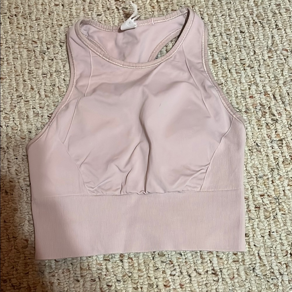 Lululemon Soft Pink tight padded cropped tank top
